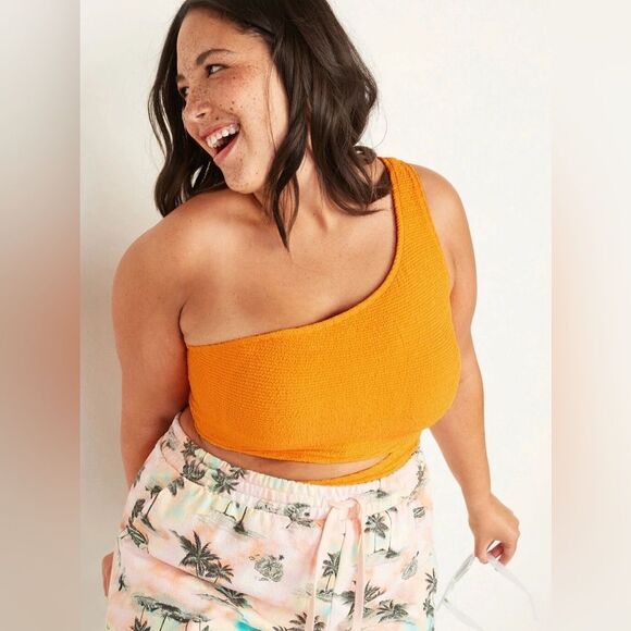 Old Navy Textured Cutout One Piece Swimsuit Citrus Orange Size XL NEW - Picture 3 of 13